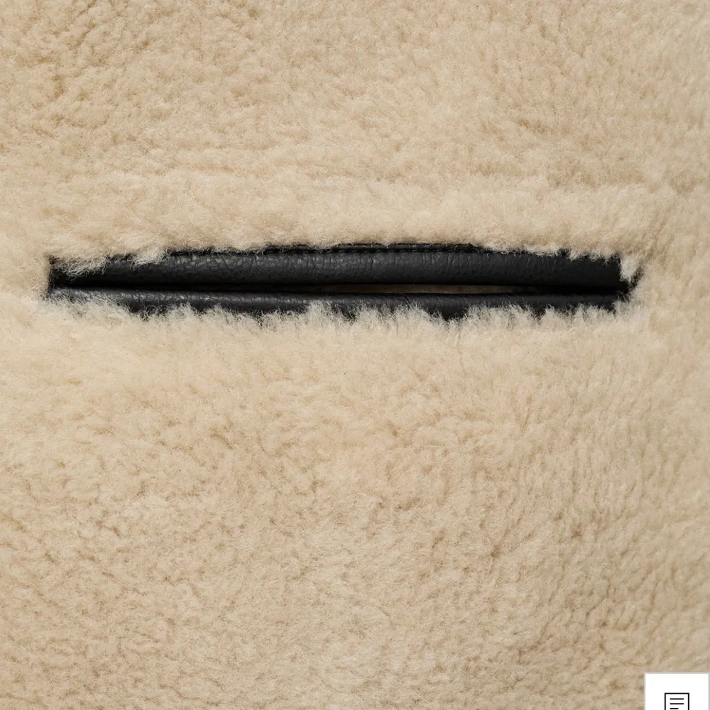 Mango Cream Teddy Jacket with Black Accents - Picture 10 of 12